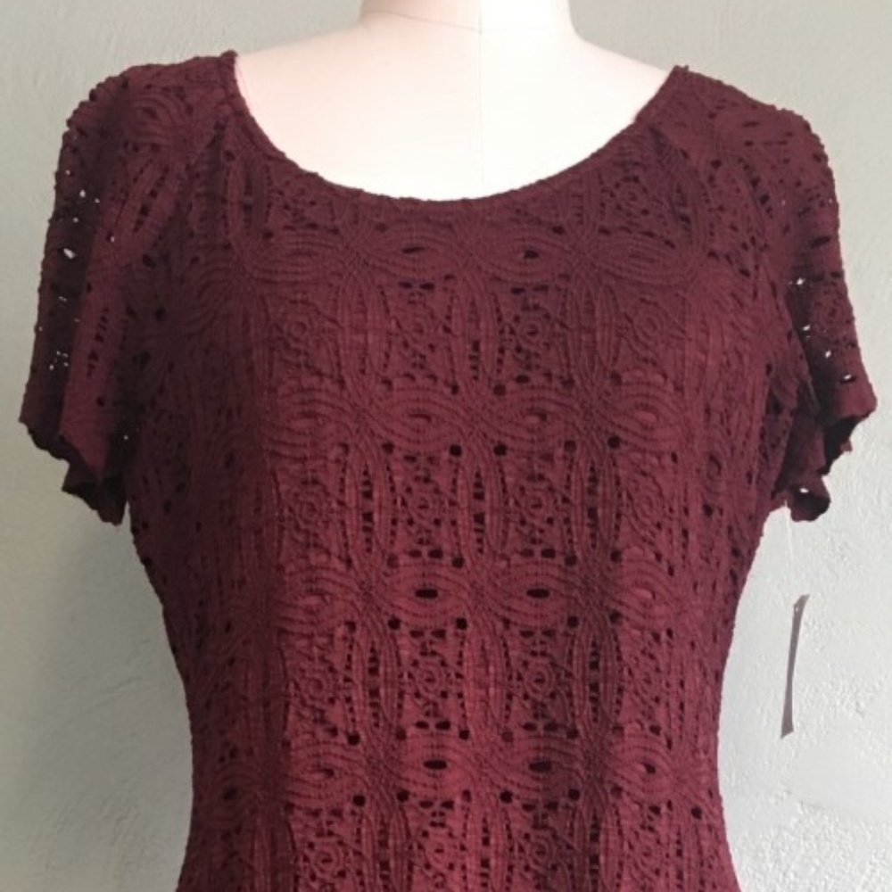 Burgundy Lace dress with gold back zipper